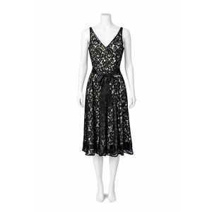 Tahari Arthur S. Levine Black Lace Fit & Flare Dress Women's Size 10